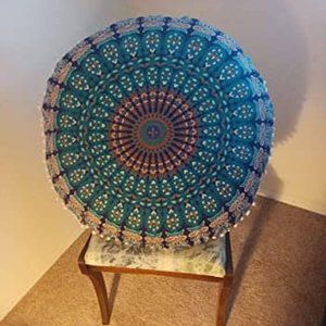 (Only Cover) Large Hippie Mandala Floor Pillow Cover Pouf Cover Round 32 inch